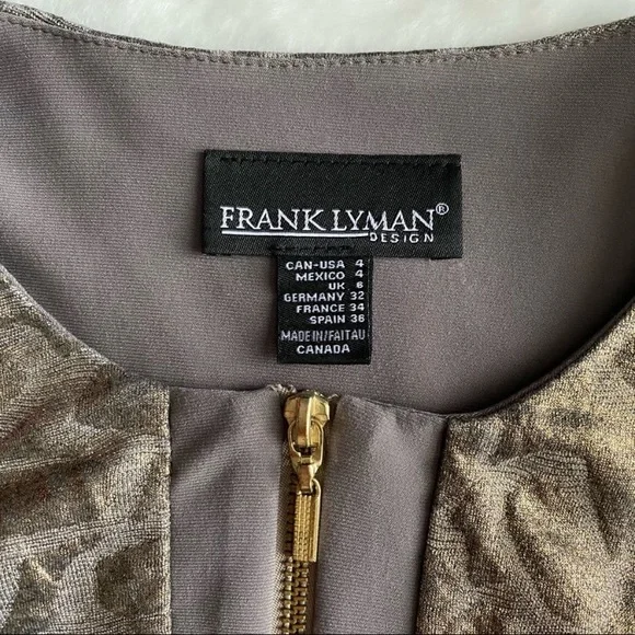 Rare💎 Frank Lyman DesignElegant Chic Metallic Fringe Detail Full Zip Jacket